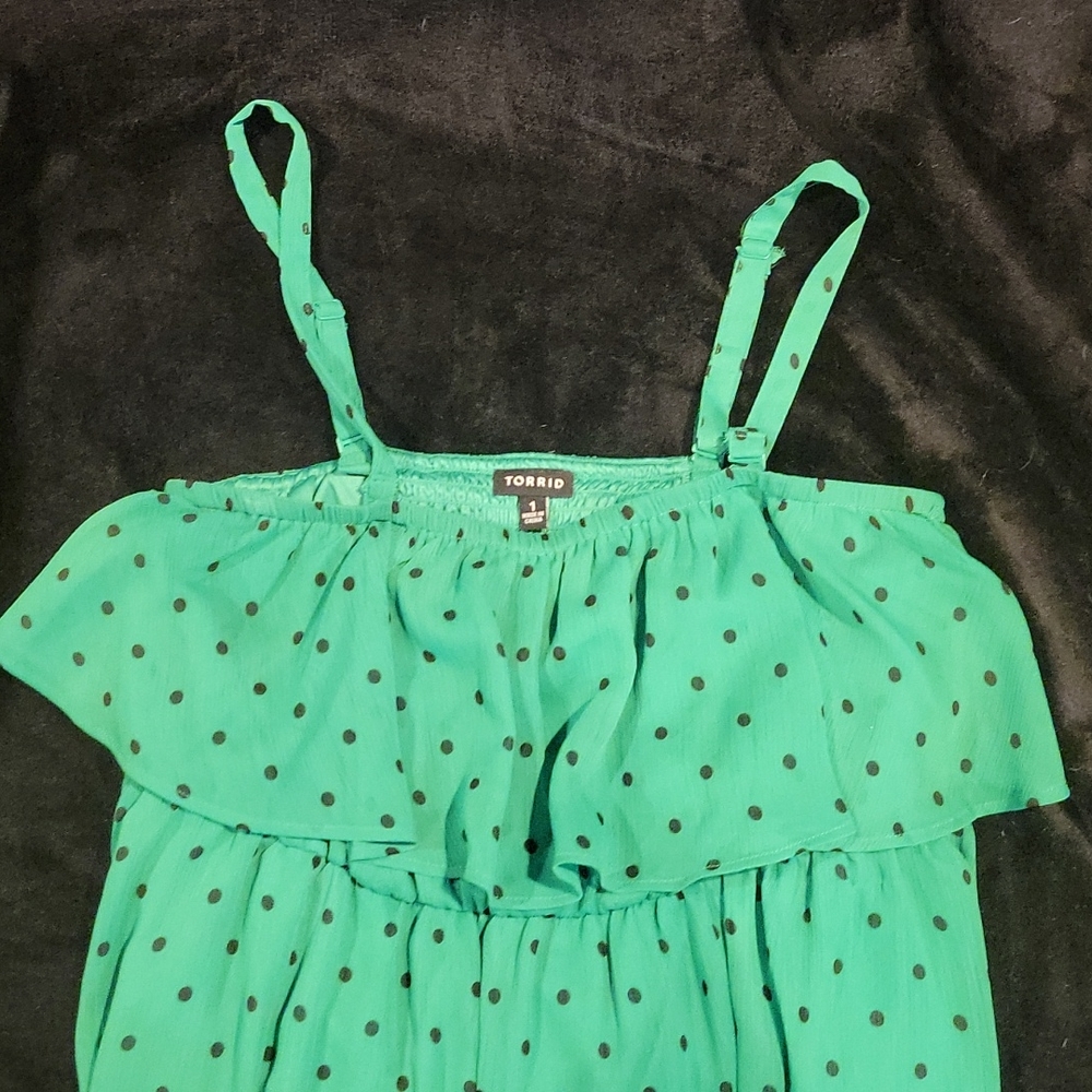 Torrid green polka dot tank